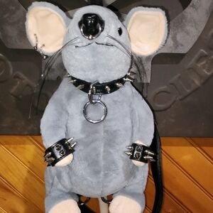Plush EDGY Rat With Spiked Jewelry And Hair Backpack